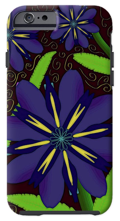 Purple Flowers Yellow Swirls - Phone Case