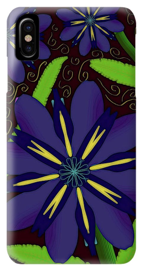 Purple Flowers Yellow Swirls - Phone Case
