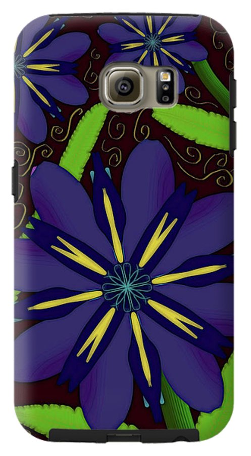 Purple Flowers Yellow Swirls - Phone Case