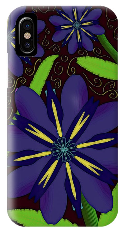 Purple Flowers Yellow Swirls - Phone Case