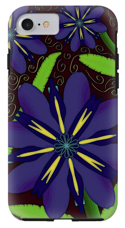 Purple Flowers Yellow Swirls - Phone Case
