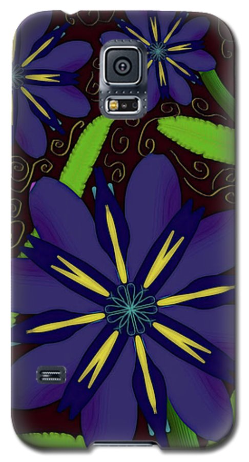 Purple Flowers Yellow Swirls - Phone Case
