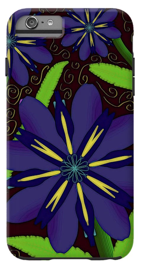 Purple Flowers Yellow Swirls - Phone Case