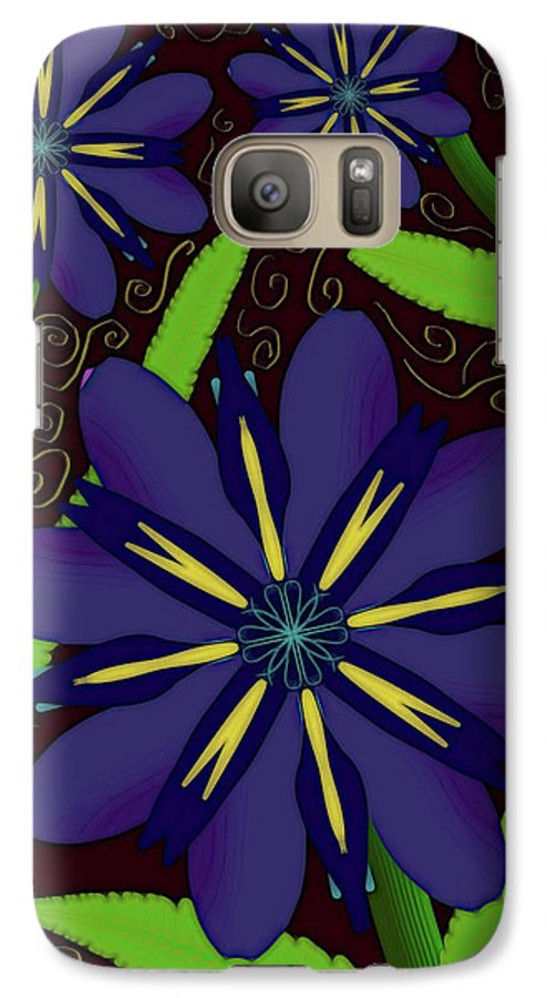 Purple Flowers Yellow Swirls - Phone Case