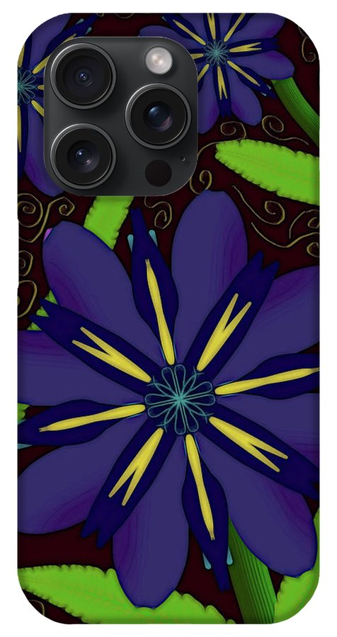 Purple Flowers Yellow Swirls - Phone Case