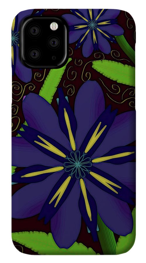 Purple Flowers Yellow Swirls - Phone Case
