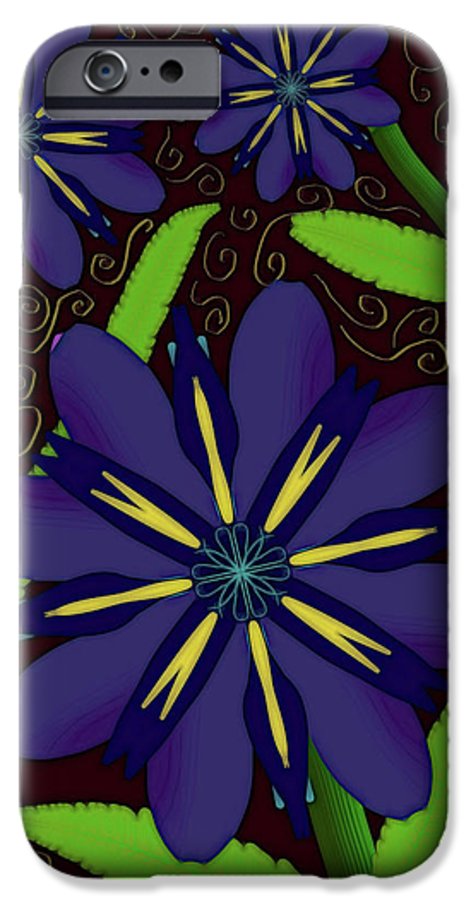 Purple Flowers Yellow Swirls - Phone Case