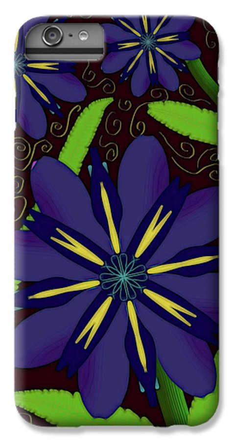 Purple Flowers Yellow Swirls - Phone Case