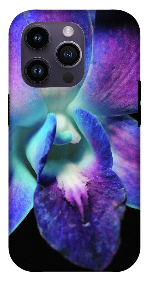 Purple Orchid Close up on Black - Phone Case