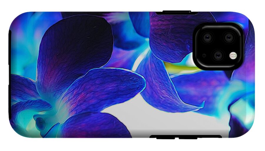 Purple Orchids On White Close Up - Phone Case