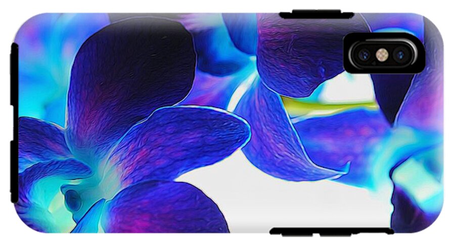Purple Orchids On White Close Up - Phone Case