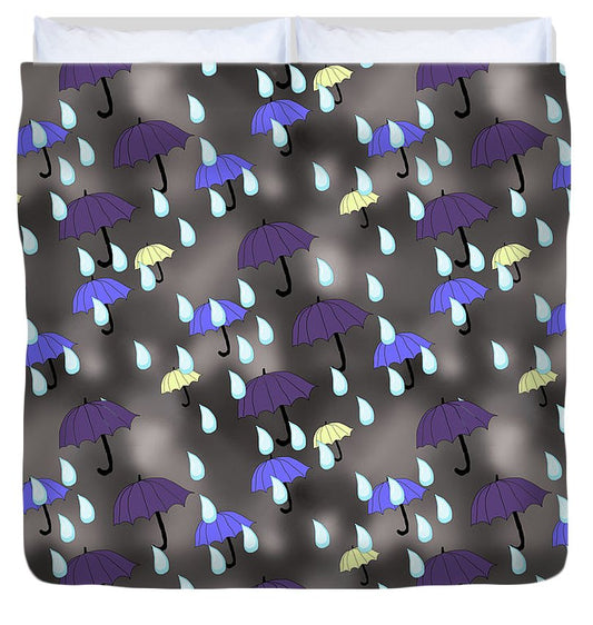 Rain and Umbrellas - Duvet Cover