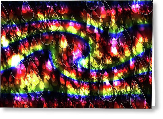 Rainbow Bokeh Raindrops - Greeting Card
