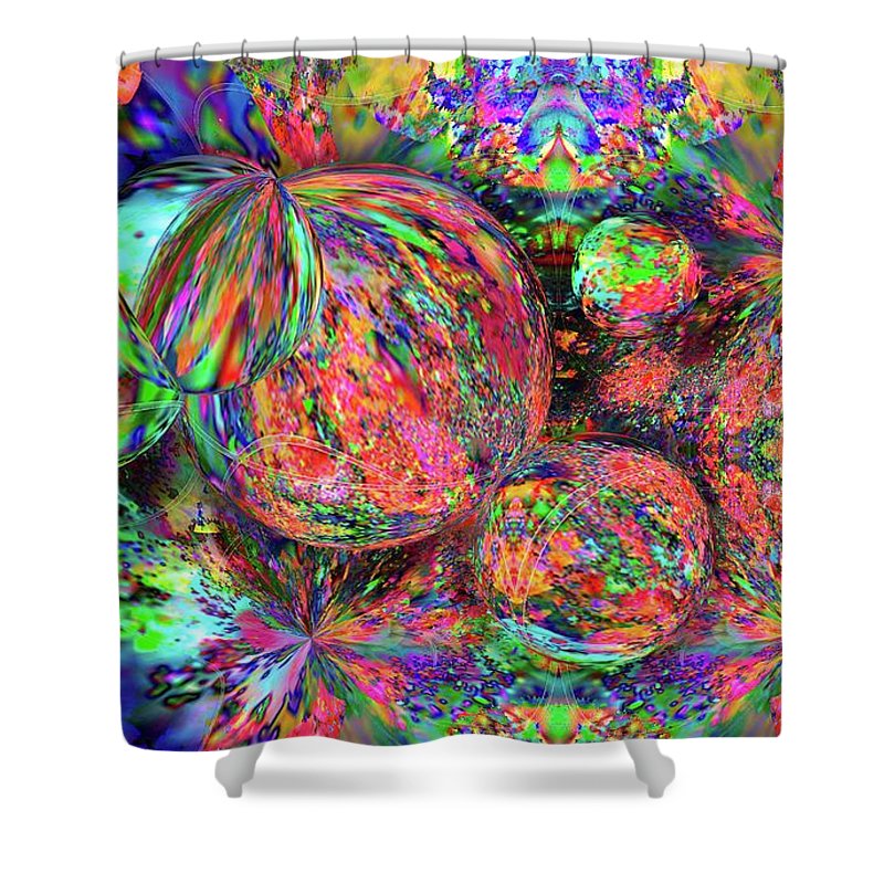 Rainbow Fractal Bubbles - Shower Curtain