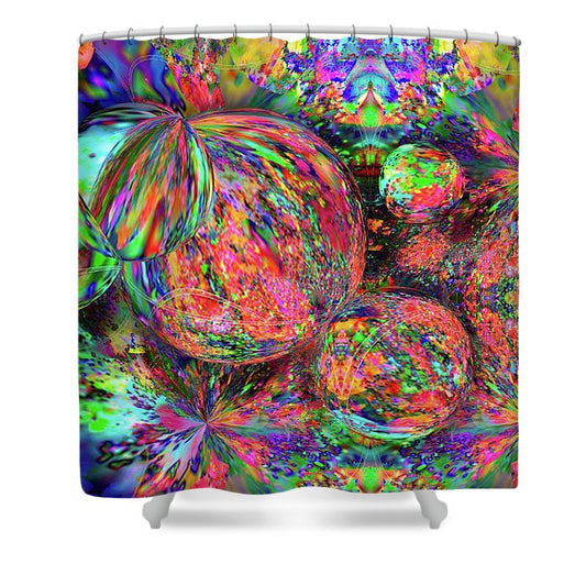Rainbow Fractal Bubbles - Shower Curtain