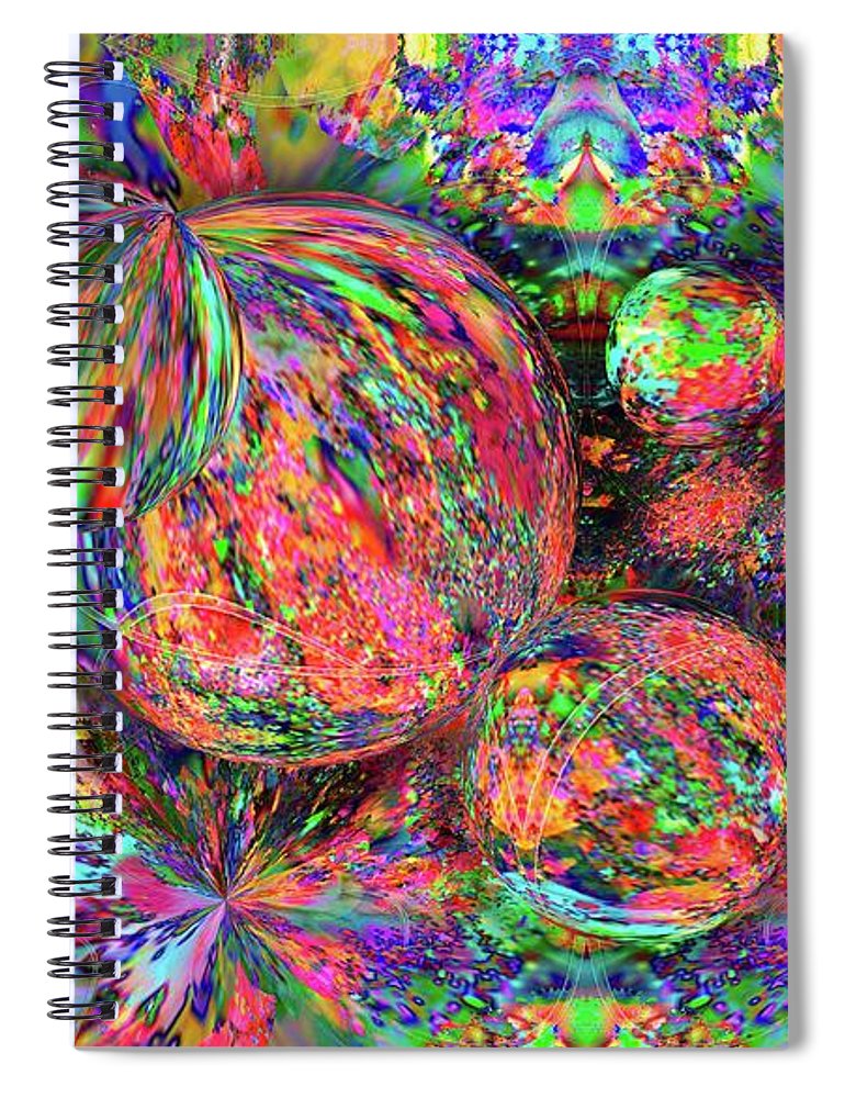 Rainbow Fractal Bubbles - Spiral Notebook