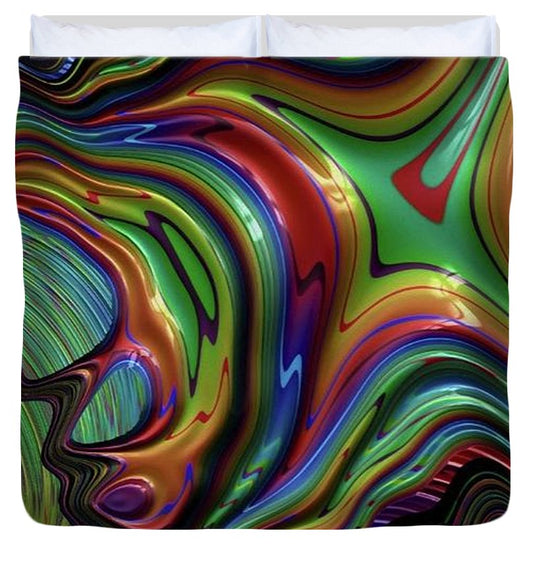 Rainbow Liquid Fractal - Duvet Cover