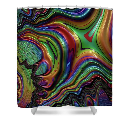 Rainbow Liquid Fractal - Shower Curtain