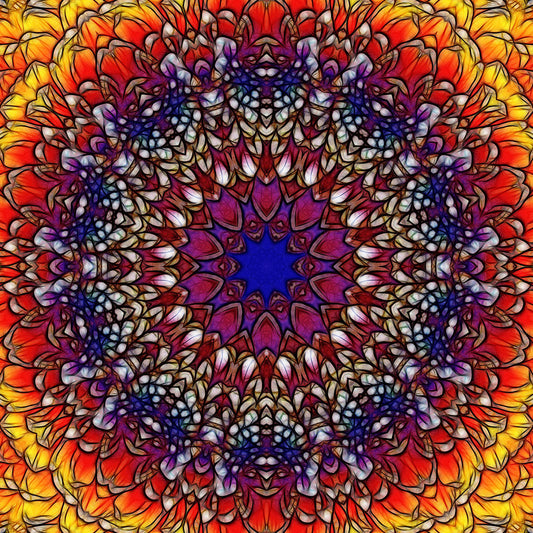 Rainbow Flower Petals Kaleidoscope Digital Image Download
