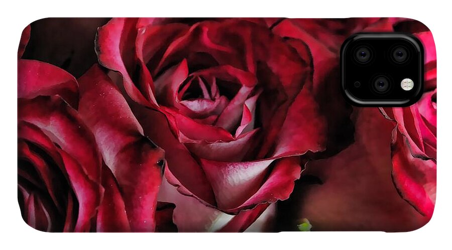 Red and White Rose Bouquet - Phone Case