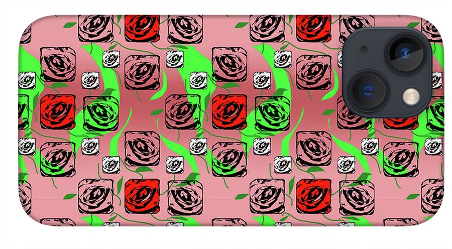 Red and White Roses Pattern On Pink - Phone Case