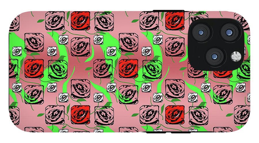 Red and White Roses Pattern On Pink - Phone Case