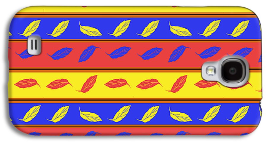 Red Blue Yellow Leaves Stripes - Phone Case