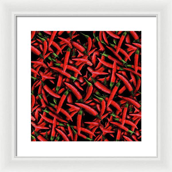 Red Chili Peppers Pattern - Framed Print