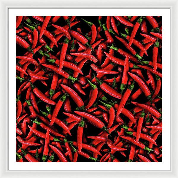 Red Chili Peppers Pattern - Framed Print