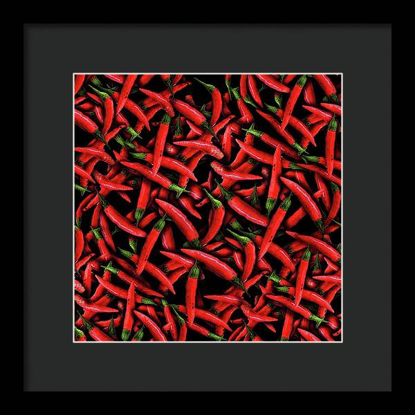 Red Chili Peppers Pattern - Framed Print