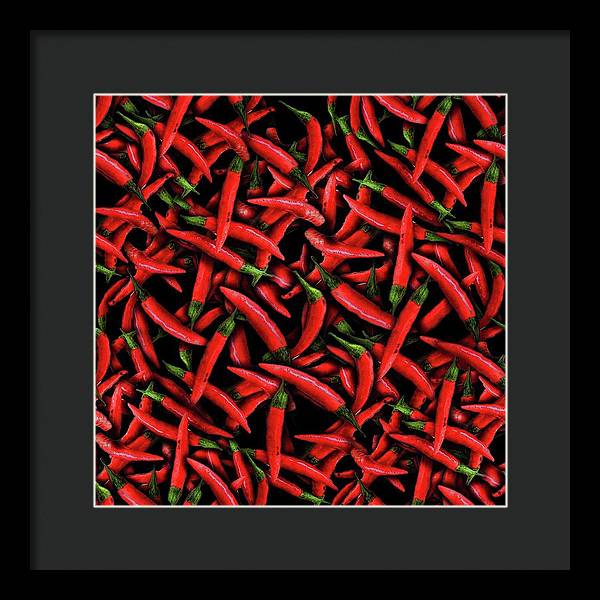 Red Chili Peppers Pattern - Framed Print