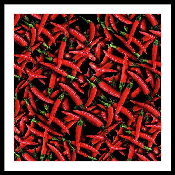 Red Chili Peppers Pattern - Framed Print