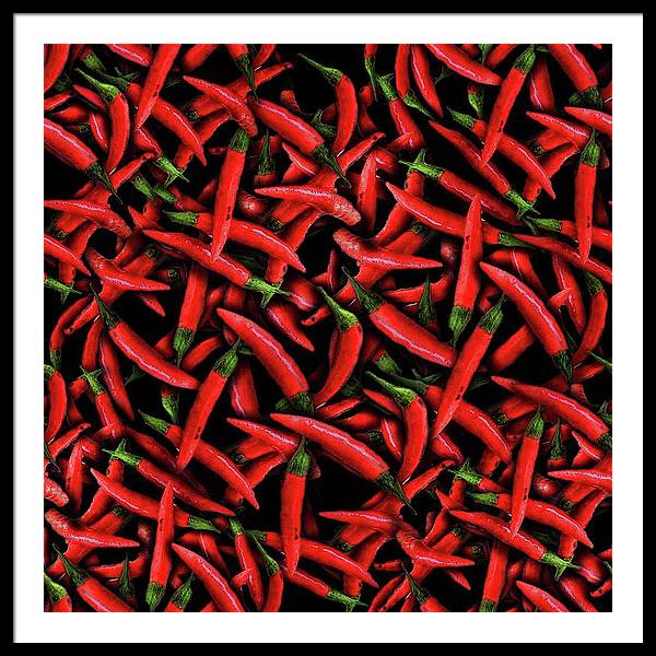 Red Chili Peppers Pattern - Framed Print