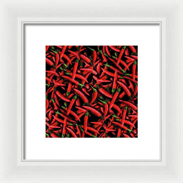Red Chili Peppers Pattern - Framed Print