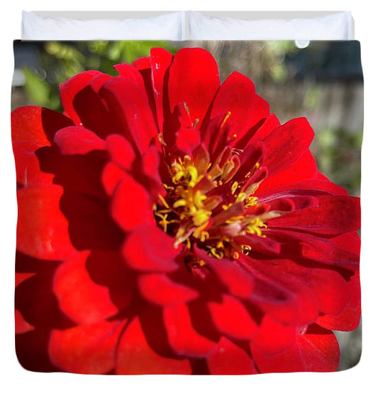 Red Flower In Autumn - Duvet Cover