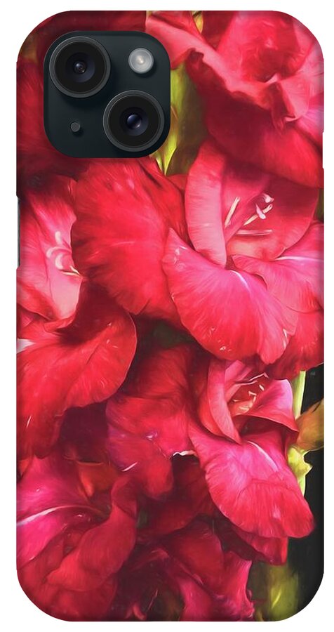 Red Gladiolas on Black - Phone Case