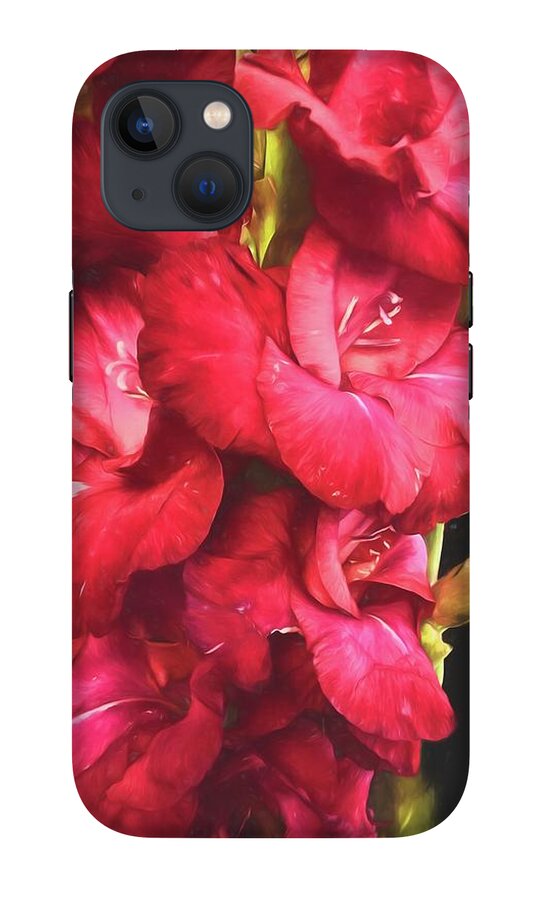 Red Gladiolas on Black - Phone Case