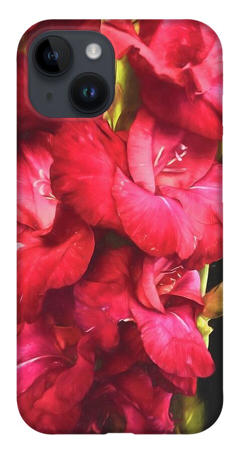 Red Gladiolas on Black - Phone Case