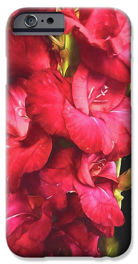 Red Gladiolas on Black - Phone Case