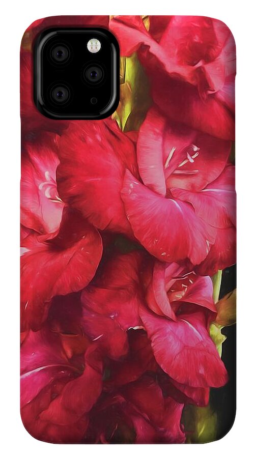 Red Gladiolas on Black - Phone Case