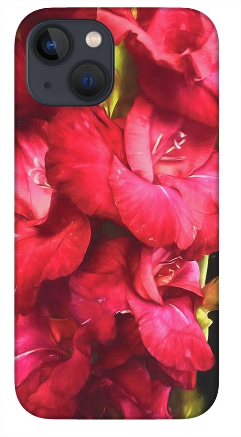 Red Gladiolas on Black - Phone Case