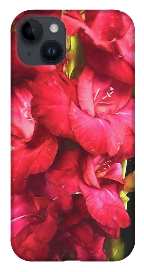 Red Gladiolas on Black - Phone Case