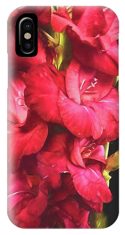 Red Gladiolas on Black - Phone Case