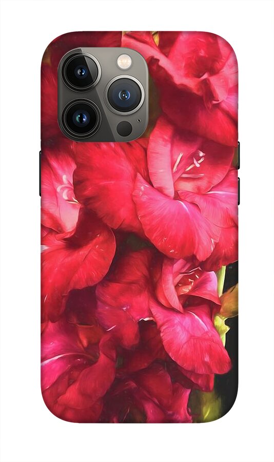 Red Gladiolas on Black - Phone Case