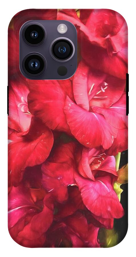 Red Gladiolas on Black - Phone Case