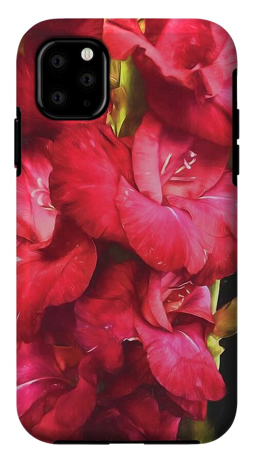 Red Gladiolas on Black - Phone Case