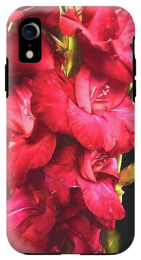 Red Gladiolas on Black - Phone Case