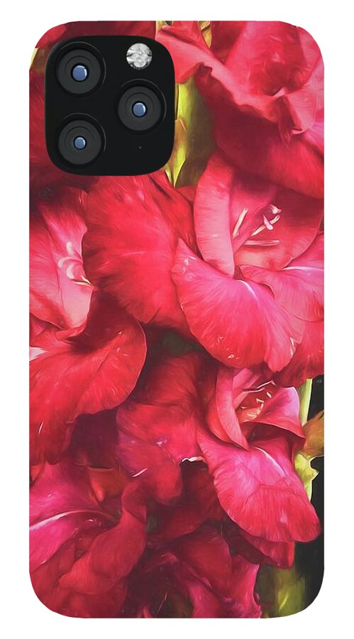 Red Gladiolas on Black - Phone Case