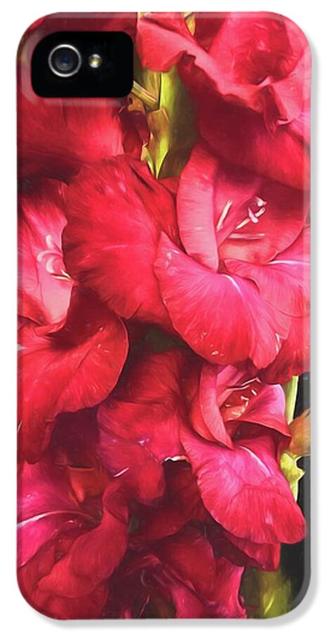 Red Gladiolas on Black - Phone Case