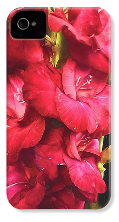 Red Gladiolas on Black - Phone Case